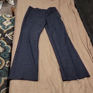 Dark Gray/Navy Blue Ann Taylor Wide Straight-Legged Dress Pants